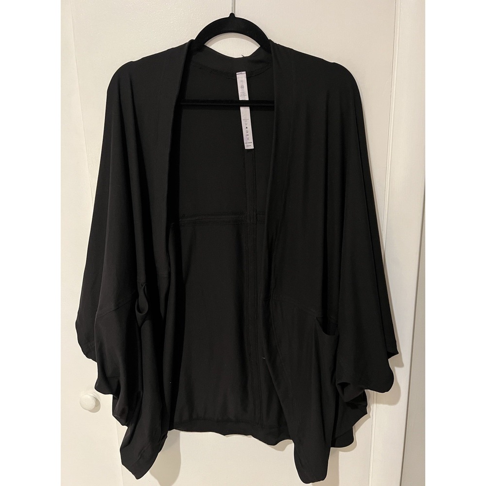 Black Open-Front Draped Women's Cardigan Sweater